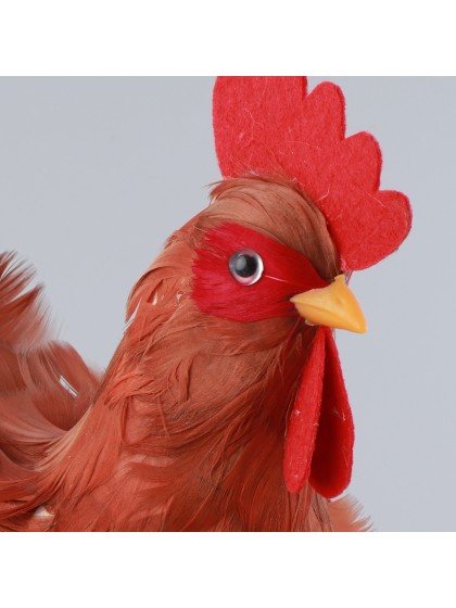 HEN WITH NATURAL COLOR FEATHERS 27CM X 17CM X 33CM