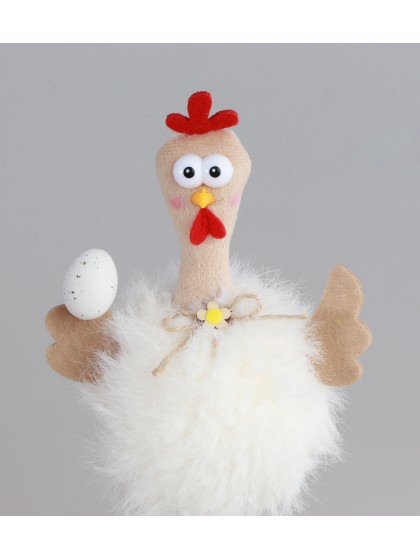 POULE HUMORISTIQUE FOURRURE GM 2 ASS ENV 11CM X 7CM X 21CM