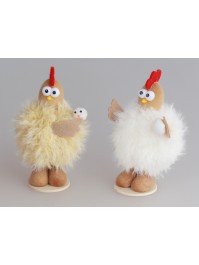 HUHN HUMORISTIQUE KUNSTFELL PM 2 SORT. 8CM X 6CM X 14CM