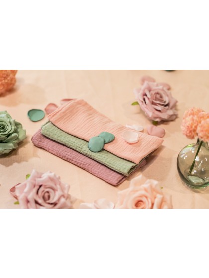 4 SERVIETTES COTON GAUFRE ROSE POUDRE 40CM X 40CM