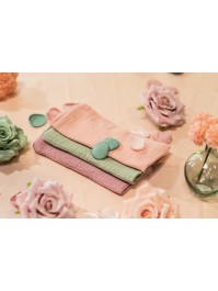 4 SERVIETTES COTON GAUFRE ROSE POUDRE 40CM X 40CM