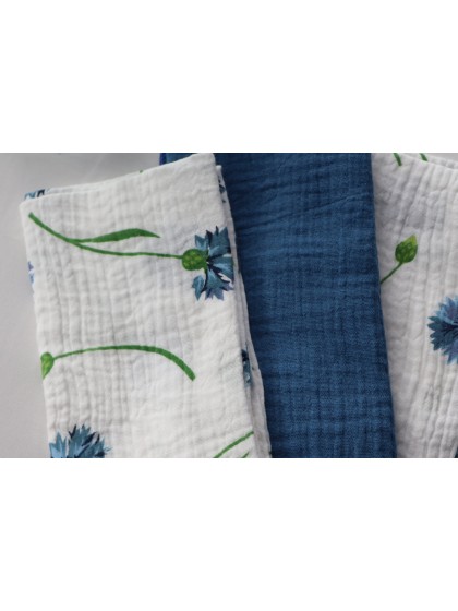 4 SERVIETTES COTON GAUFRE BLEUETS 40CM X 40CM