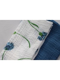 4 CORNFLOWERS EMBOSSED COTTON NAPKINS 40CM X 40CM
