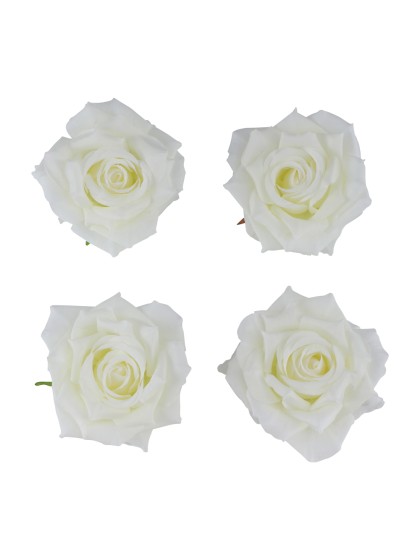 4 TETES DE ROSE IVOIRE DIA 9.5CM X 5.5CM