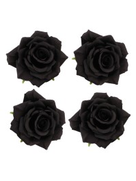 4 TETES DE ROSE NOIRES DIA 9.5CM X 5.5CM