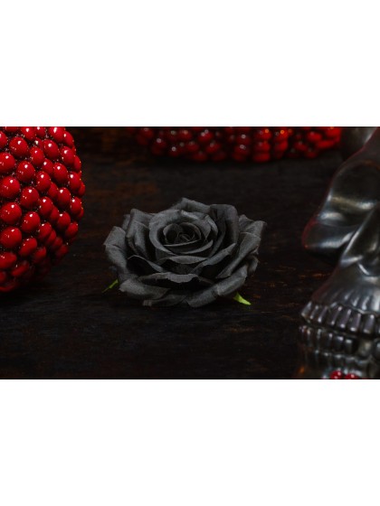 4 TETES DE ROSE NOIRES DIA 9.5CM X 5.5CM