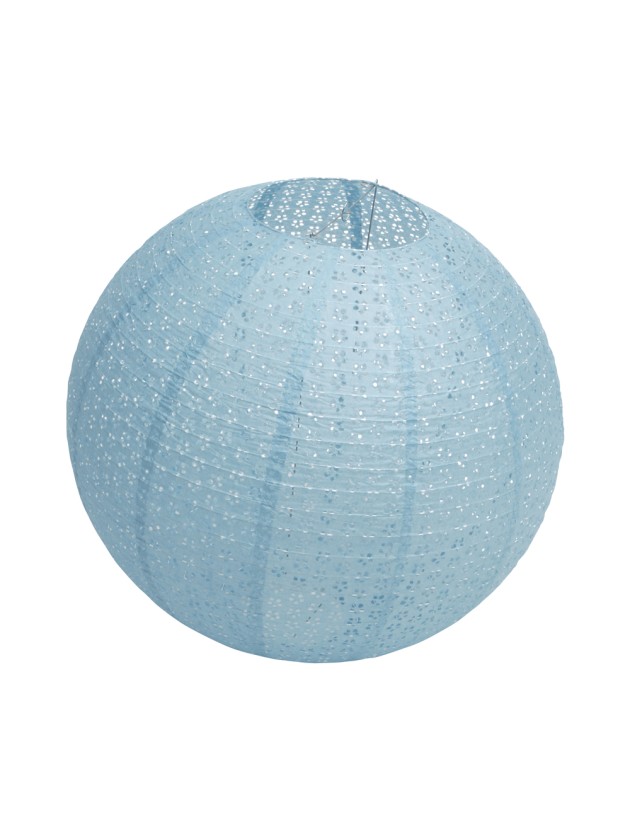 LATERNE PAPIER GM BLUMEN DURCHBROCHEN BLAU STAHL DIA 60CM X 56CM