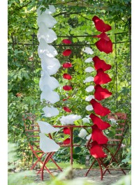 GIRLANDE 10 GROSS ROSA BLÜTEN WEISS 28CM X 28CM X 180CM