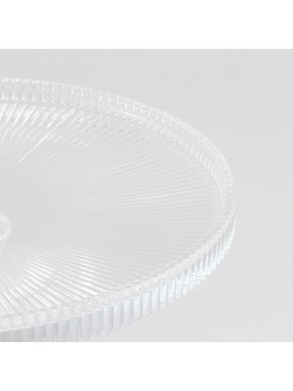 GLASS TRAY ON BASE CATHERINE DIA 24.7CM X 8.3CM