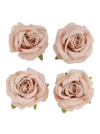 4 POWDER PINK ROSE HEADS DIA 11CM X 6CM