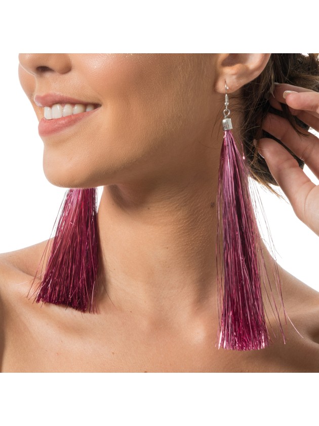 BOUCLES D’OREILLES SCINTILLANTES ROSES 17CM