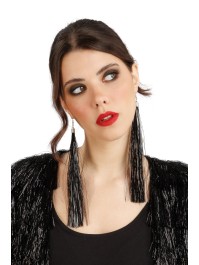BOUCLES D’OREILLES SCINTILLANTES NOIRES 17CM