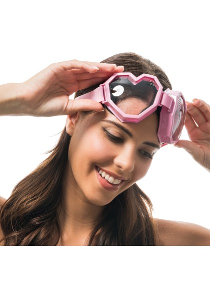 PINK HEART SHAPED FRAME MASK 20CM X 7.5CM