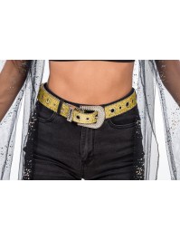 GÜRTEL SCHNALLE STRASS UND PAILLETTEN GOLD 112CM X 3.8CM