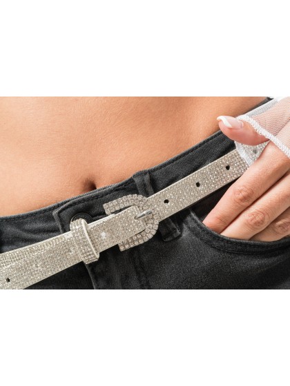 CEINTURE BLANCHE AVEC STRASS 117CM X 1.8CM