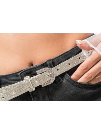 CEINTURE BLANCHE AVEC STRASS 117CM X 1.8CM