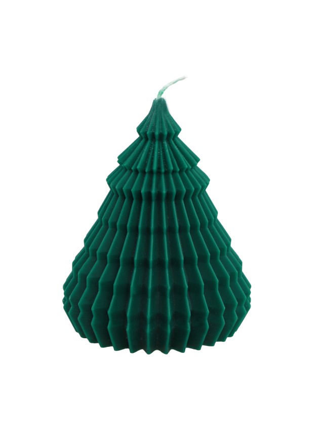 BOUGIE SAPIN ORIGAMI VERT FORET DIA 11.4CM X 14.5CM