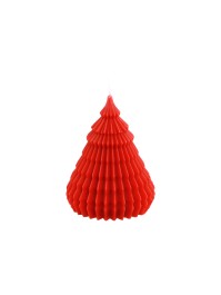 KERZE TANNE ORIGAMI ROT DIA 7.7CM X 10CM
