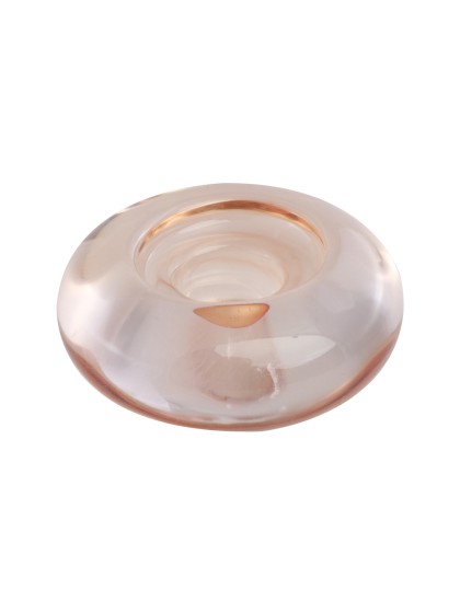 KERZENHALTER GLAS RUND BRAUN DIA 7.6CM X 3.3CM