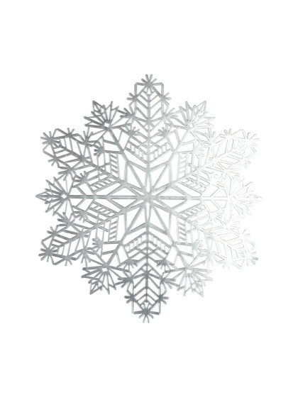 SET DE TABLE PVC FLOCON DE NEIGE ARGENT 38CM X 38CM X 0.01CM