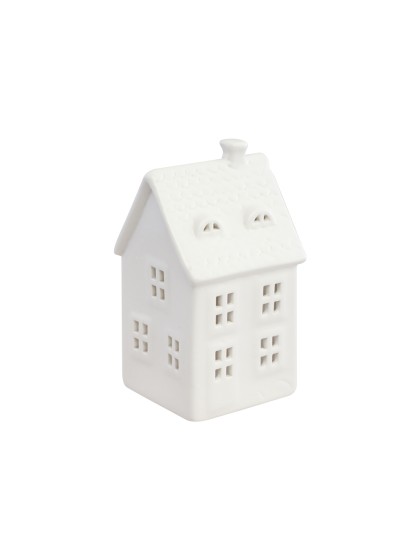 HAUS KERAMIK WINDLICHT WEISS 9CM X 9CM X 17CM