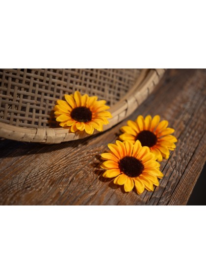 SET 4 TOURNESOLS JAUNES DIA 10CM X 1.5CM