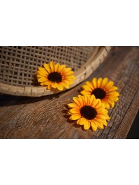 SET 4 TOURNESOLS JAUNES DIA 10CM X 1.5CM