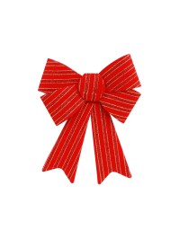 1 NOEUD PVC PAILLETTES ROUGE ET OR 18CM X 4CM X 25CM