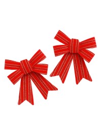2 NOEUDS PVC PAILLETTES ROUGE ET OR 13CM X 3CM X 17CM