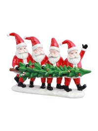 RESIN TABLE CENTER 4 SANTAS HOLDING A TREE 29CM X 9CM X 19.5CM