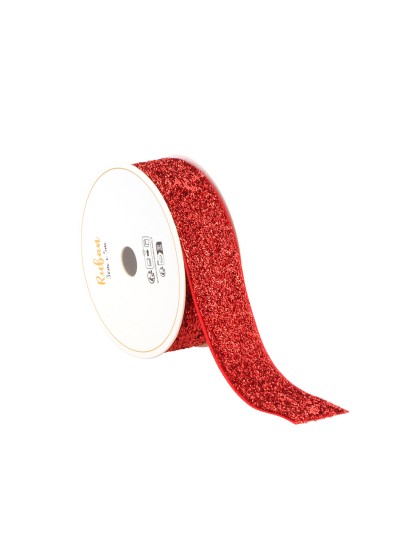 RUBAN PAILLETTE ROUGE 25MM X 3M