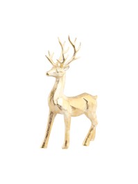 GOLDEN PLASTIC GEOMETRIC STANDING DEER 24CM X 9CM X 36CM
