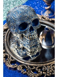 SCHÄDEL KUNSTHARZ BLUE MAGIC BAROQUE 14CM X 10.5CM X 11.5CM