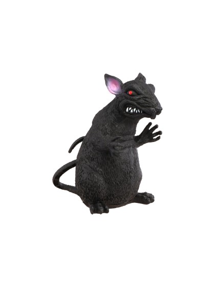 BLACK PLASTIC RAT 11CM X 14CM X 17.5CM