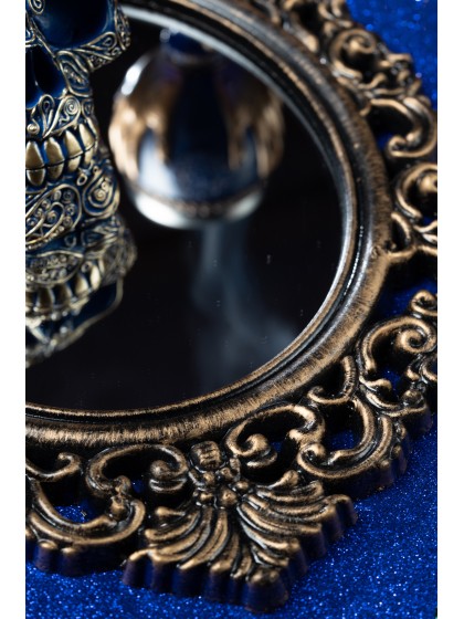 MIROIR NOIR ET BRONZE ANTIQUE 29CM X 40CM X 1.5CM