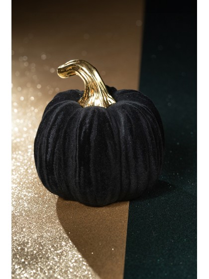 CITROUILLE FLOQUEE NOIR PETITE DIA 13CM X 11CM