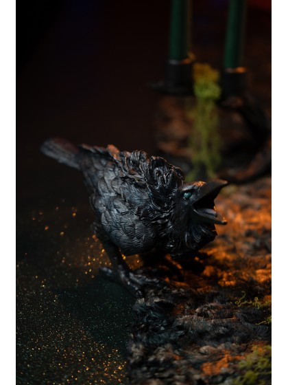 CORBEAU NOIR RESINE 28CM X 11CM X 13.5CM