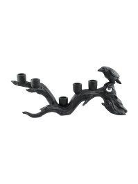 CHANDELIER RESINE BRANCHE D’ARBRE ET CORBEAU NOIR 42CM X 10CM X 18CM