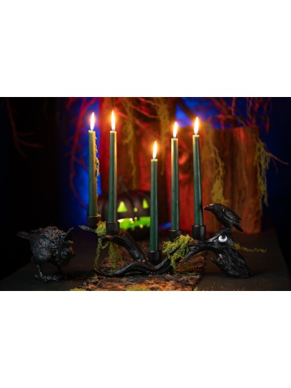 CHANDELIER RESINE BRANCHE D’ARBRE ET CORBEAU NOIR 42CM X 10CM X 18CM
