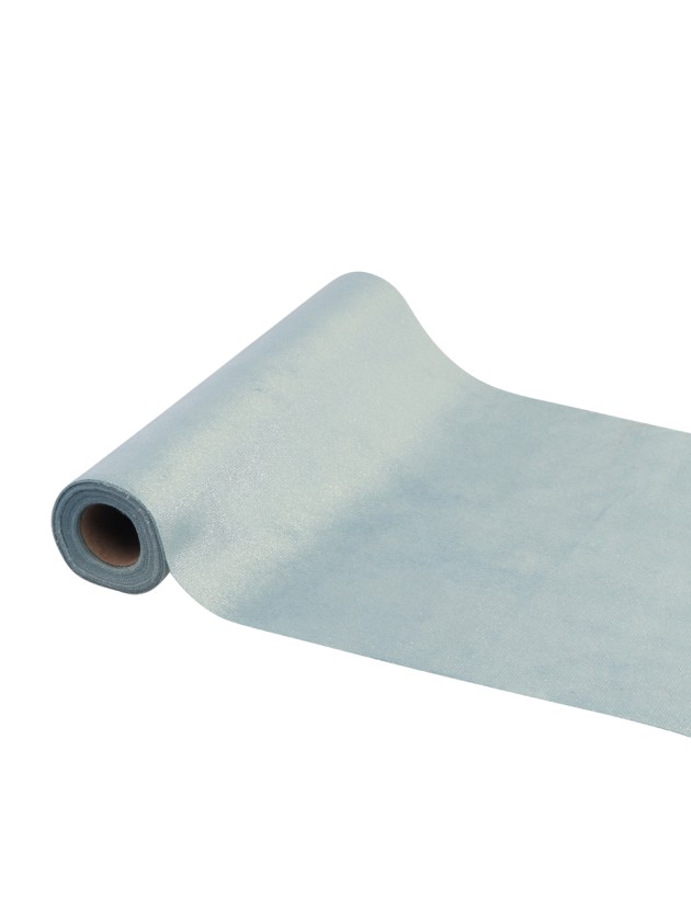TISCHLÄUFER SAMT BLAU ARCTIC GLITZER SILBER 28CM X 3M