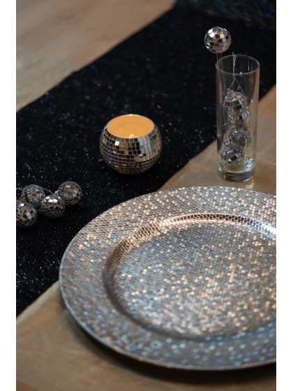 SILVER PARTY BALL STYLE CHARGER PLATE DIA 33CM