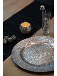 SOUS-ASSIETTE EFFET BOULE A FACETTES ARGENT DIA 33CM