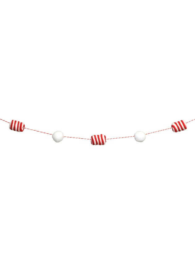 GIRLANDE POMPOMS CANDY STRIPES 180CM X 3.5CM X 3.5CM