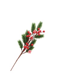 SMALL SIZE BRANCH W/ RED BERRIES CANDY STRIPES 12CM  X5CM X 40CM