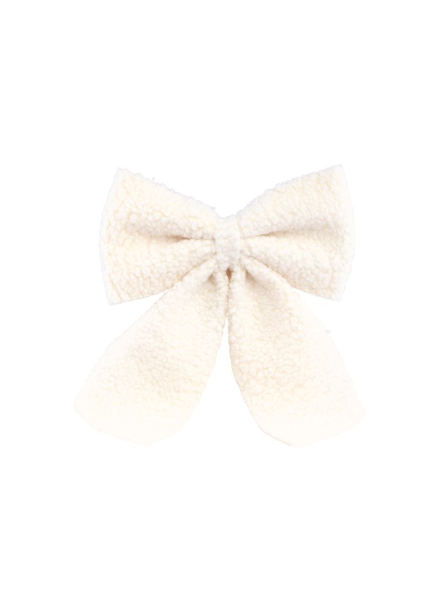 NOEUD FOURRURE BLANC 29CM X 4CM X 40CM