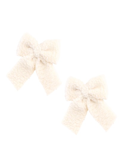 2 SCHLEIFEN KUNSTFELL WEISS 14CM X 2CM X 19CM