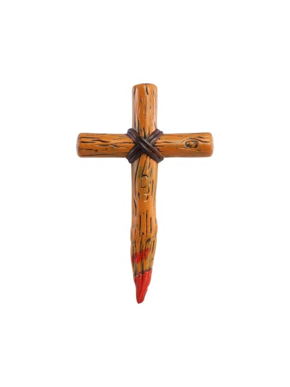 PIEU CROIX PLASTIQUE ENSANGLANTE 18CM X 5CM X 30CM