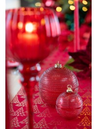 RED GLASS XMAS BALL TO FILL DIA 13.5CM X 14.5CM