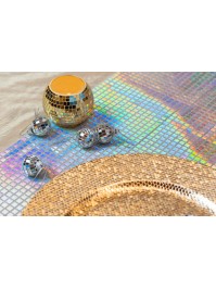 WINDLICHT GLAS EFFEKT DISKOKUGEL GOLD DIA 8CM X 7CM