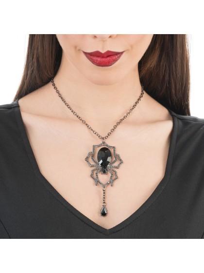 BLACK SPIDER NECKLACE 5CM X 32CM 
